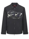 Diesel Modern Black Jacket With Intricate Graphic Detailing In Gray
