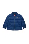 Diesel Short Padded Jacket With Patch Oval D In Blue