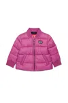 Diesel Short Padded Jacket With Patch Oval D In Pink