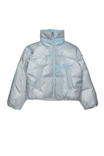 Diesel Kids' Mylar-effect Short Padded Jacket In Gray