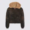 Diesel Brown And Blue Cotton W-aves-fur Down Jacket In Blue