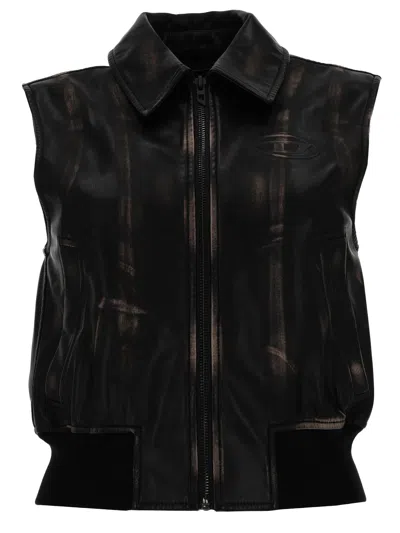 Diesel Distressed Mini Gilet Bomber For Women In Multi