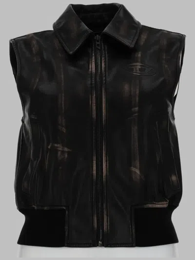 Diesel Gilet Bomber Con Effetto Distressed In Black
