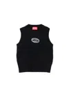 Diesel Cashmere Blend Vest Branded With Oval D Logo In Black