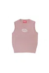 Diesel Cashmere Blend Vest Branded With Oval D Logo In Pink