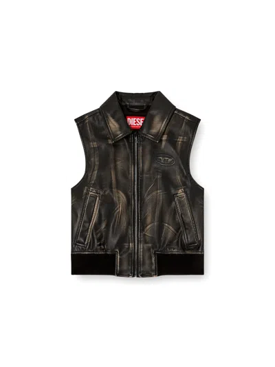 Diesel Distressed Mini Gilet Bomber For Women In Multi