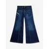Diesel Teen High-waisted Wide-leg Jeans In Denim Blue