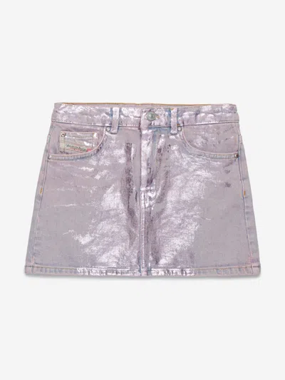 DIESEL DIESEL GIRLS GIANNA METALLIC COATED DENIM SKIRT
