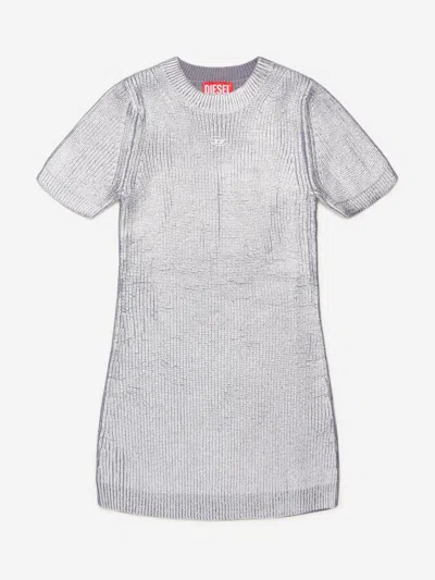Diesel Babies'  Girls Knitted Dress In Silver