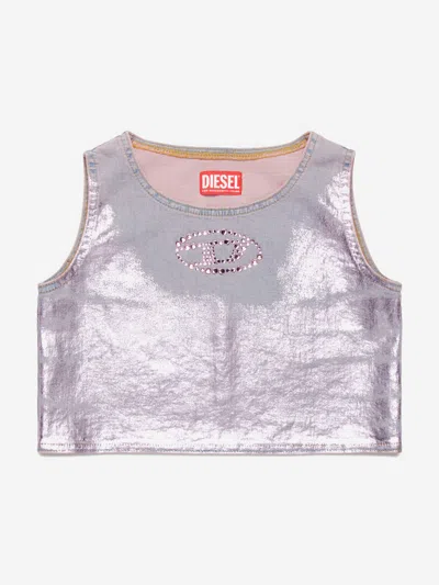 Diesel Babies' Girls Metallic Coated Sleeveless Top In Pink