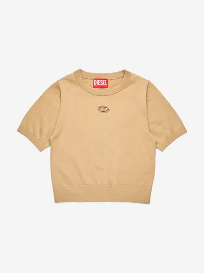 Diesel Babies' Girls Oval D Cotton Knit Top In Beige