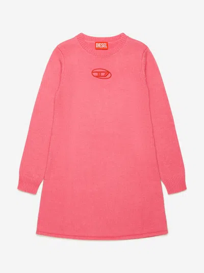 Diesel Kids' Cashmere-blend Knitted Dress In Pink