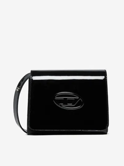 Diesel Kids' Girls Patent Logo Shoulder Bag In Black