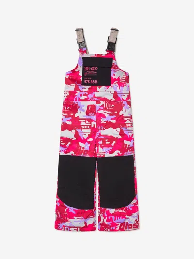 Diesel Kids' Girls Racing Print Ski Salopettes 16 Yrs Pink