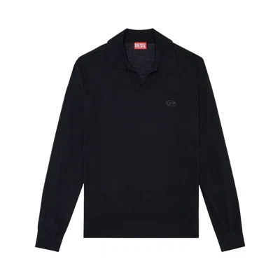 Pre-owned Diesel Glare Wool Polo Shirt 'deep Black' | Men's Size L