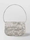 Diesel Glitter Fabric Shoulder Bag In White
