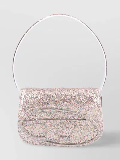 Diesel Structured Bag In Glittery Leather In White