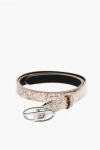 Diesel Glittered Leather Belt With Logoed Buckle 15mm In Brown