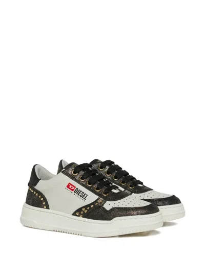 Diesel Kids' Glitter-effect Sneakers In Black