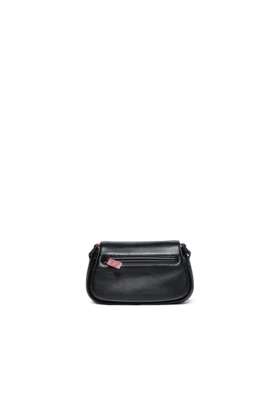 Diesel Kids' Glossy Coated Fabric Crossbody Bag In Black