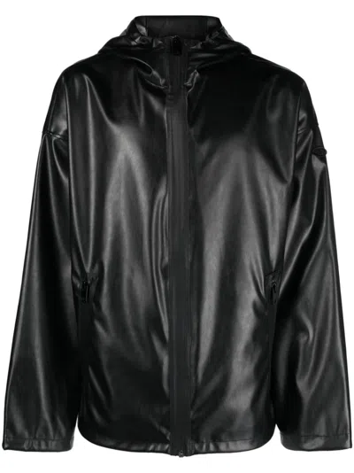 Diesel Glossy Faux Leather Hoodie For Men In Black