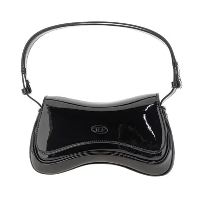 Diesel Glossy Faux Leather 'play Clutch' Bag In Black