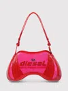 Diesel Play Pink Shoulder Bag With Logo Detail On The Front In Eco-leather Woman