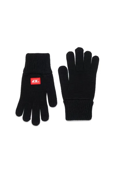 Diesel Gloves With Logo In Black