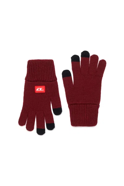 Diesel Gloves With Logo In Red