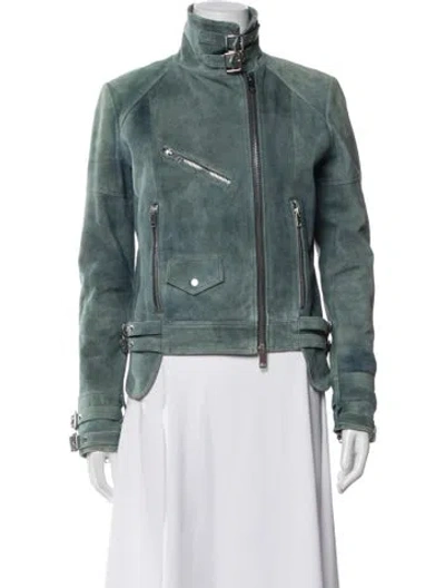 Pre-owned Diesel Goat Leather Biker Jacket In Green