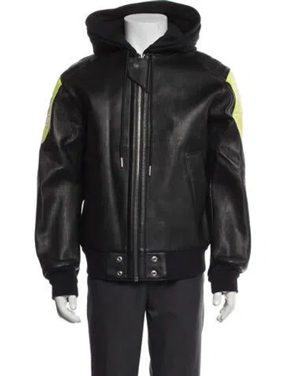 Pre-owned Diesel Goat Leather Bomber Jacket In Black