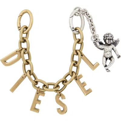 Diesel Gold & Silver Metal Letter Charm Cherrub Keychain