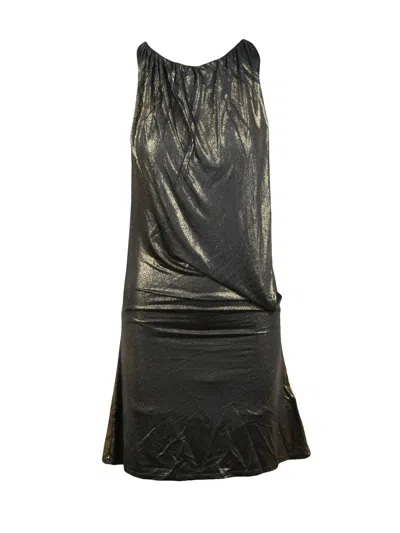 Diesel Gold Metallic Lycra Mini Dress In Green