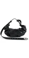 Diesel Grab-d S-small Scrunched Hobo Bag In Shiny Pu In Black