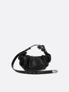 Diesel Grab-d S-small Scrunched Hobo Bag In Shiny Pu In Black