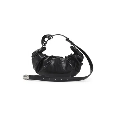 Diesel Grab-d L-large Scrunched Hobo Bag In Shiny Pu In Black