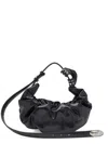 Diesel Grab-d S-small Scrunched Hobo Bag In Shiny Pu In Black