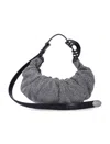 Diesel Grab-d Small Crystal Denim Hobo Bag In Silver