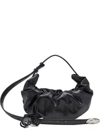 Diesel Grab-d Ruffled Tote Bag In Black