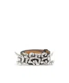 Diesel 3.5cm Treated Leather Belt With Graffiti Buckle In Metallic