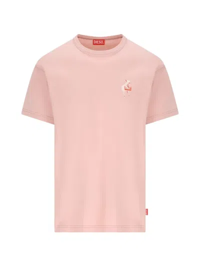 Diesel Graphic Crew-neck T-shirt In Pink
