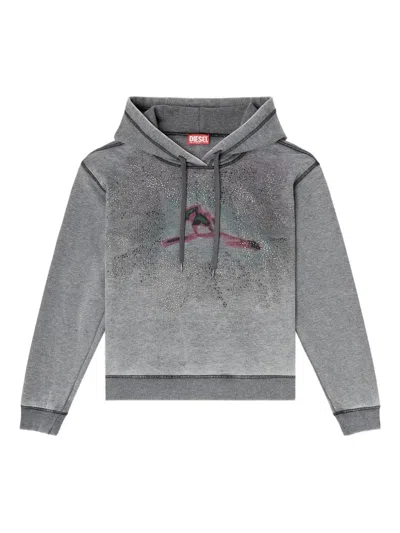 Diesel Graphic Hooded Sweater In Gray