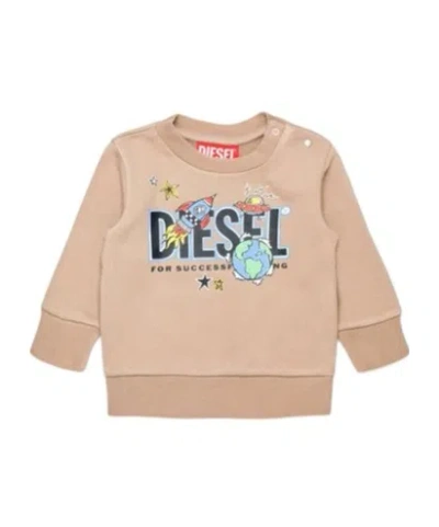 Diesel Graphic-print Cotton Sweatshirt In Nude
