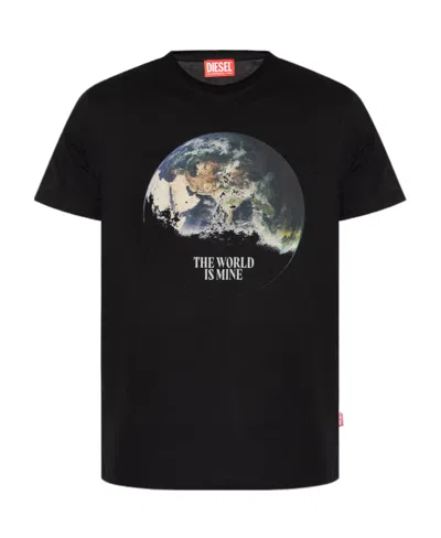 Diesel Graphic-print Cotton T-shirt In Black
