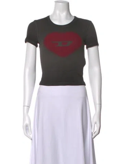 Pre-owned Diesel Graphic Print Crew Neck Crop Top In Black