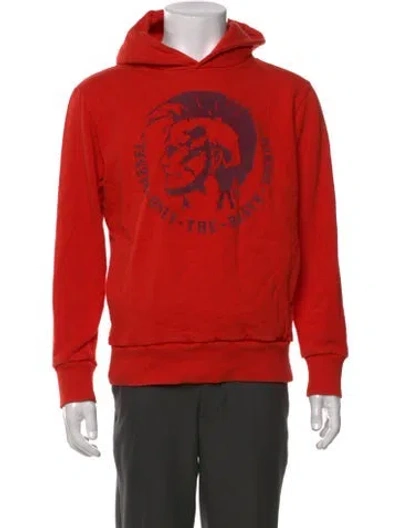 Pre-owned Diesel Graphic Print Crew Neck Hoodie In Orange