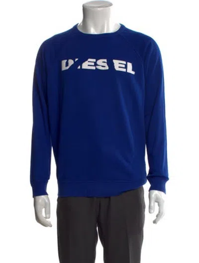 Pre-owned Diesel Graphic Print Crew Neck Sweatshirt In Blue