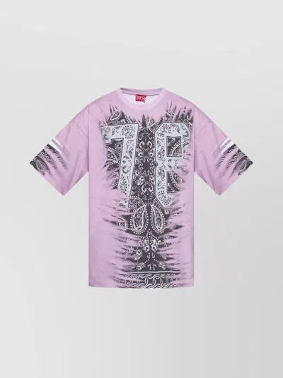 Diesel Graphic Print Crew Neck T-shirt In Pink