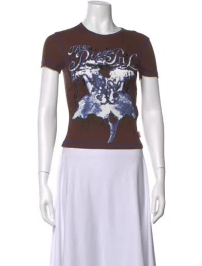 Pre-owned Diesel Graphic Print Crew Neck T-shirt In Brown
