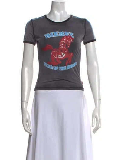 Pre-owned Diesel Graphic Print Crew Neck T-shirt In White